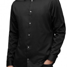 AllSaints camasa din bumbac Simmons barbati, culoarea negru, cu guler clasic, slim