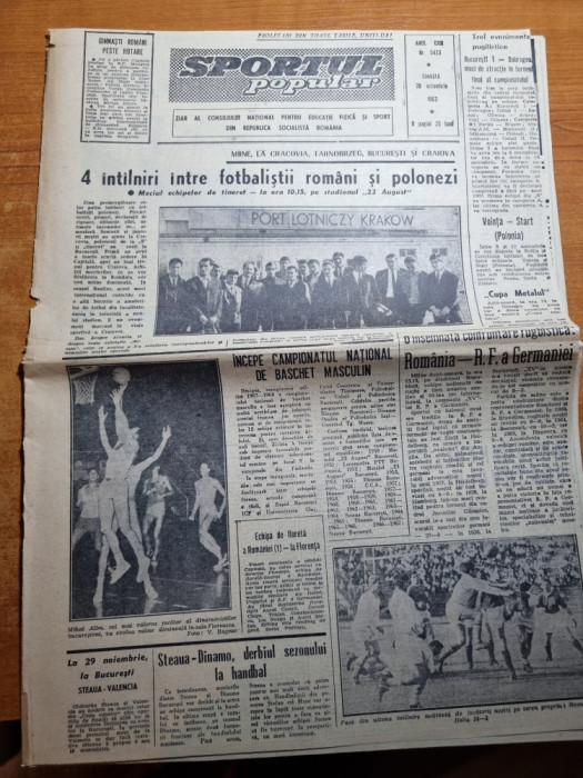 sportul popular 28 octombrie 1967-atletism,moto,fotbal,gimnastica,brasov