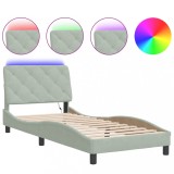 Cumpara ieftin Cadru de pat cu LED fara saltea, gri deschis, 80x200 cm, catifea