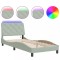 Cadru de pat cu LED fara saltea, gri deschis, 80x200 cm, catifea