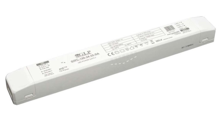Sursă de alimentare GLP GTPC-150-24-S2-DA, carcasă din plastic GLP CV 24V 150W a doua generație cu DALI II și reglare prin buton, driver LED SELV