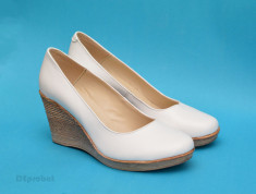 Pantofi albi dama eleganti - casual din piele naturala cod P162ALB foto