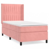 Cumpara ieftin Pat box spring cu saltea, roz, 100x200 cm, catifea