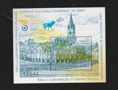 ROMANIA 2007 SIBIU CASA LUXEMBURG - Colita dantelata - LP.1781 MNH** foto