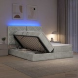 Cumpara ieftin Pat cu LED si saltea Gri deschis 180 x 200 cm Catifea
