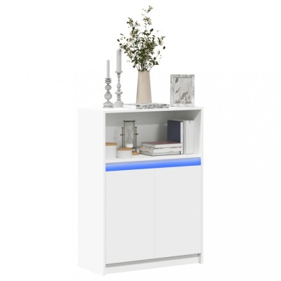 vidaXL Dulap cu LED, alb, 72x34x100 cm, lemn prelucrat foto
