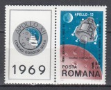 ROMANIA 1969 LP 715 COSMOS IV APOLLO 12 SERIE CU 4 VINIETA MNH, Nestampilat