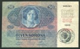 q492 UNGARIA ROMANIA 50 KORONA 1914 CU TIMBRU SPECIAL STAMPILAT IN TRANSILVANIA VF