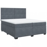 Cumpara ieftin Pat box spring cu saltea, gri inchis, 200x200 cm, catifea