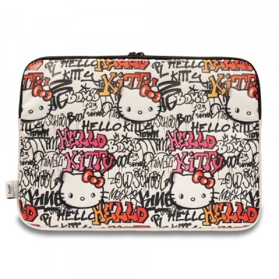 Husa Hello Kitty Tags Graffiti pentru Laptop 14inch, Bej foto