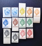 Lot Timbre Clasice Liechtenstein 1920 Stema Princiară Blazon Nemperforate Margini Mari de Coală 13 Timbre Neștampilate - A0023