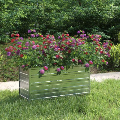 vidaXL Strat &amp;icirc;nălțat de grădină argintiu 100x40x45 cm oțel galvanizat 316897 foto