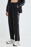 Cumpara ieftin Armani Exchange pantaloni femei, culoarea negru, drept, high waist