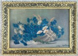 Niky Ignățoiu Tablou anii 40 Natura Statistică Cos cu Flori, Pictura &icirc;n ulei, inramat 43x60 cm