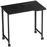 HOMCOM Birou Pliant 80 x 52 cm, Birou pentru Calculator pe Roți cu Fantă pentru Dispozitiv, Montaj Ușor, Negru | Aosom Romania