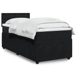 Cumpara ieftin Pat box spring cu saltea, negru, 90x200 cm, catifea