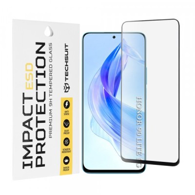 Folie de protectie Ecran Techsuit pentru Honor 90 Lite, Sticla Securizata, Full Glue, Neagra foto