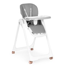 Scaun de hrănire reglabil &icirc;n &icirc;nălțime curele din piele ecologică tavă dublă gri &icirc;nchis