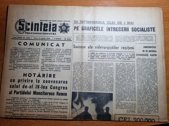 scanteia 16 aprilie 1965-articol ploiesti,constructia spitalului din constanta