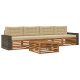 vidaXL Set de canapele de exterior cu pernă 5 pcs Natural și Bej 3383011