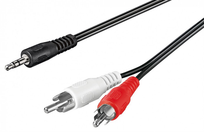 Cablu audio adaptor Jack tata 3.5 mm la stereo 2x RCA tata 0.5m Goobay