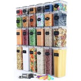Cutii de depozitare alimente, Cyrax, Set din 24 Cutii pentru Condimente, Cereale, Cutii pentru Bucatarie, din Plastic PP, Cutii Alimentare, Diferite D