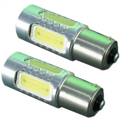 Set Becuri LED P21W cu 6 SMD Epistar si Cree, Lumina Alba (2 Faze) foto