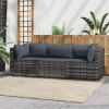 VidaXL Set mobilier de grădină cu perne, 3 piese, gri, poliratan 319766
