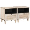 Noptieră 2 pcs Bej 40 x 33 x 46 cm Lemn masiv de mango