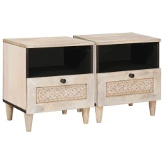 vidaXL Noptieră 2 pcs Bej 40 x 33 x 46 cm Lemn masiv de mango