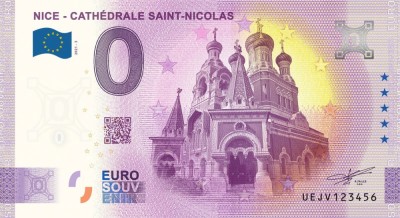 !!! 0 EURO SOUVENIR - FRANTA , NISA , CATEDRALA ORTODOXA RUSA ST. NICOLAE - 2021.3 - UNC // NU TRIMIT PRIN CURIER foto