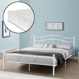 [en.casa]&reg; Vintage pat frantuzesc cadru metalic - cu saltea spuma rece - 180 x 200 cm (alb) HausGarden Leisure