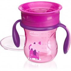 Chicco Perfect 360 cană pentru antrenament cu mânere 12m+ Pink 200 ml