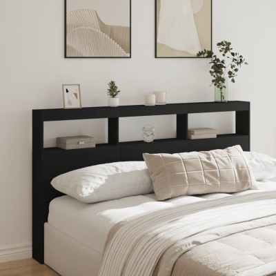 Gossi tablie cu dulap si led, negru, 180x17x102 cm foto
