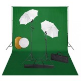 VidaXL Set studio foto cu lămpi, umbrele, fundal și reflector