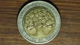 Columbia - moneda de colectie bimetal - 500 pesos 2002 - copacul sfant Guacari - frumoasa !