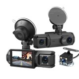 Camera video bord auto ZYTEQ&reg;️ S2 Full HD 1080P, WDR, 150&deg;, 3 lentile, Wi-Fi, ecran IPS 2&quot;, Night Vision, detectare miscare, rezistenta apa, neagra, 64GB, WiFi