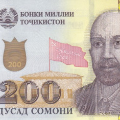 Bancnota Tadjikistan 200 Som 2018 - PNew UNC (elemente de siguranta modificate)