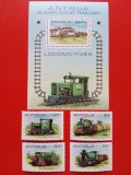 ANTIGUA, LOCOMOTIVE - COLIȚĂ + SERIE COMPLETĂ MNH