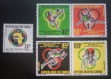 CONGO 1965 sport Jocurile sportive africane fotbal, ciclism,handbal,serie 5v. Nestampilata