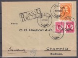 ROMANIA 1930 LP 86 EFIGIA REGELUI CAROL II VALOAREA 3 LEI+LP 91 e SEMICENTENARUL REGATULUI /PLIC CIRCULAT IASI-CHEMNITZ 1932