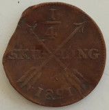 Moneda Suedia - 1/4 Skilling 1821, Europa