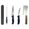 Set profesional de macelarie, injunghiat, transat, filetat, dezosat, 2 cutite, masat pentru ascutit, satar, suport magnetic