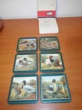 Pimpernel Traditional Coasters 6x suport de pahare bautura acrilic si pluta de colectie veche Anglia seria pasari de apa