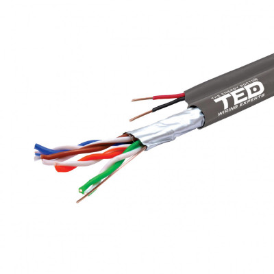Cablu FTP cat.5e Cupru + 2 fire x 0,75 mm cupru multifilare de alimentare rola 305ml TED Wire Expert TED002389 BBB foto
