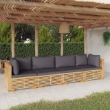 Cumpara ieftin Set mobilier grădină cu perne, 4 piese, lemn masiv de tec