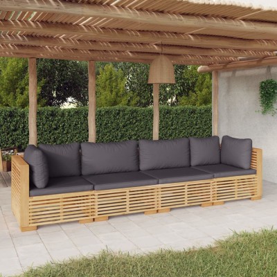 vidaXL Set mobilier grădină cu perne, 4 piese, lemn masiv de tec 3100868 foto