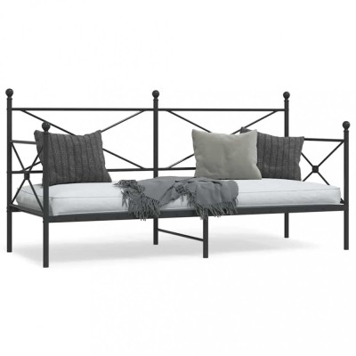 vidaXL Pat de zi fără saltea Negru 80x200 cm Oțel 4104666 foto