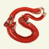 Cumpara ieftin Colier Supreme Coral Natural, Bambus &amp; Agat Negru, Argint 925 Placat Aur Roz, 89-100cm, Bijuterie Handmade Italia