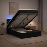 Cumpara ieftin Pat Ottoman cu Saltea si LED Negru 120 x 200 cm Tesatura